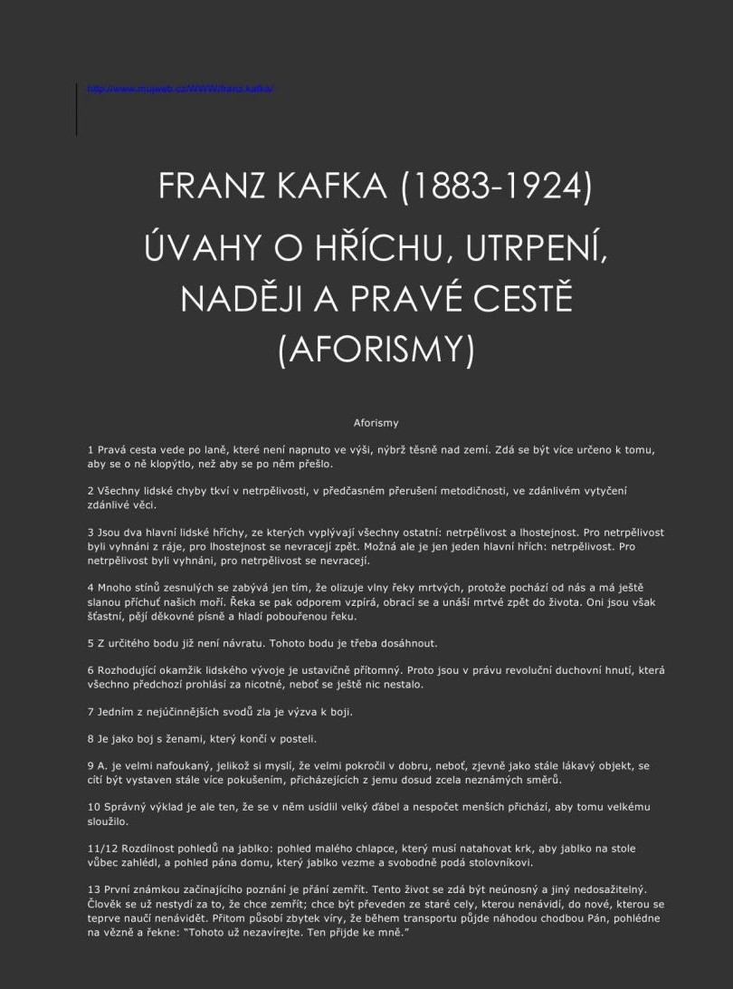 Úvahy O Hříchu, Utrpení, Naději a Pravé Cestě
